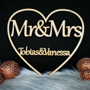 Holzschild Herz MR & MRS - Personalisiert